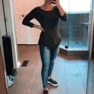 I.N.C. Fringe Sweater Quarter Sleeve (Small)